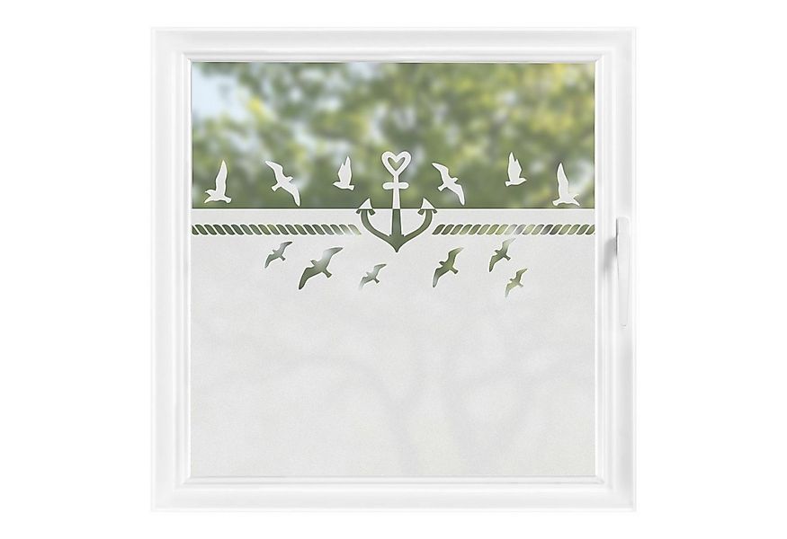 Bilderdepot24 Fensterfolie statisch haftend Motiv Fensterdeko Herz Anker Ma günstig online kaufen