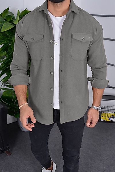 Megaman Jeans Langarmhemd Dickes Unifarben Hemdjacke günstig online kaufen