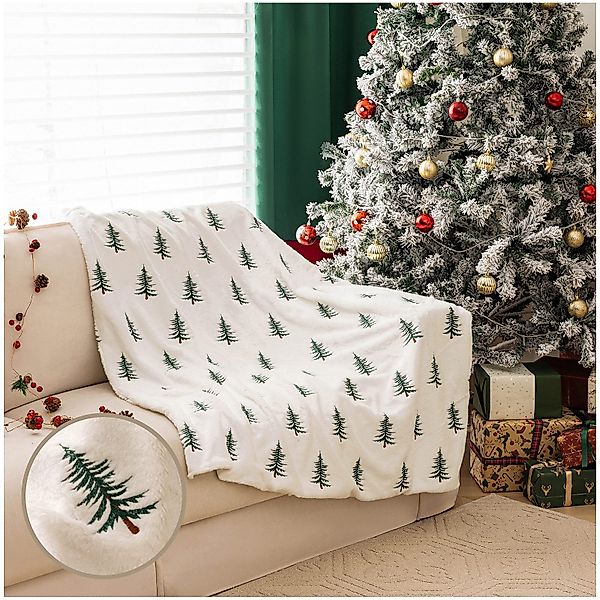 Wohndecke Shaggy Decke Stickerei Weihnachtsbaum Babydecke,Zotteliges günstig online kaufen