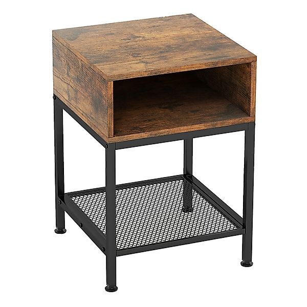 Costway Beistelltisch Im Industriedesign Nachttisch mit Stauraum Braun günstig online kaufen