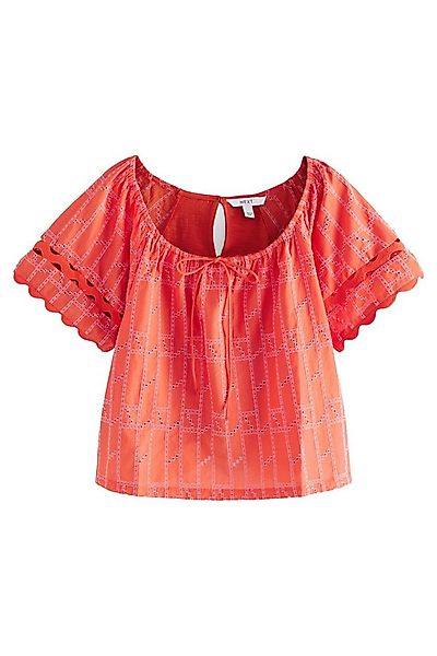 Next Kurzarmbluse Boho-Kurzarmoberteil mit Zackenlitze, Kurzgröße (1-tlg) günstig online kaufen