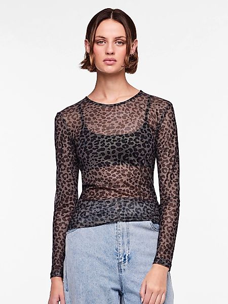 pieces Langarmshirt "PCNINNI LS MESH TOP NOOS BC" Materialmix, regular fit günstig online kaufen