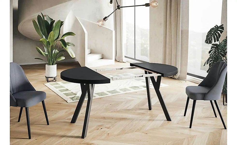 Esstisch ausziehbar Ove ¦ schwarz ¦ Maße (cm): B: 80 H: 77  Ø: 80 Tische > günstig online kaufen