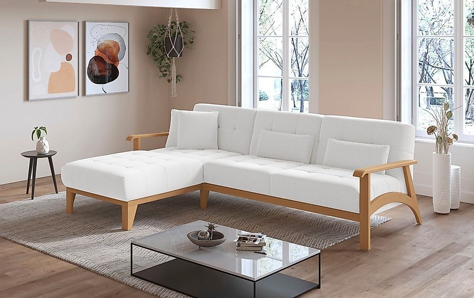 sit&more Ecksofa »Billund L-Form«, Armlehnen aus eichefarbigem Buchenholz, günstig online kaufen
