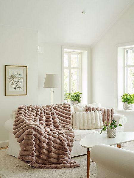 Wohndecke Trendige Kuscheldecke Felloptik 140x220 cm, Skinnwille Home, flau günstig online kaufen