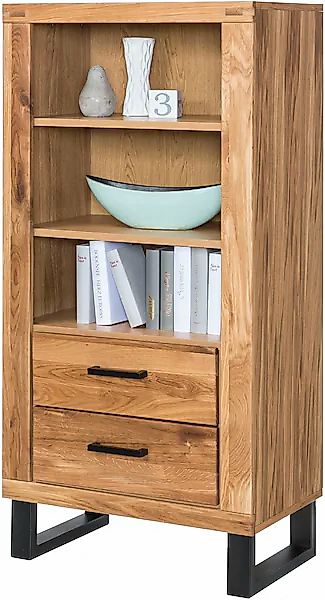 Home affaire Vitrine Metallfüße im Industrie-Design, Eiche Teilmassiv, viel günstig online kaufen