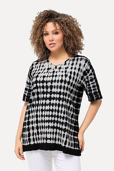 Ulla Popken T-Shirt T-Shirt Batikdruck Struktur V-Ausschnitt Halbarm günstig online kaufen