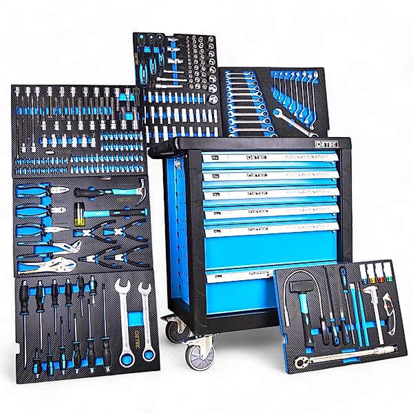 DeTec. Werkstattwagen gefüllt mit Werkzeug, KFZ Werkzeugwagen bestückt, XXL günstig online kaufen