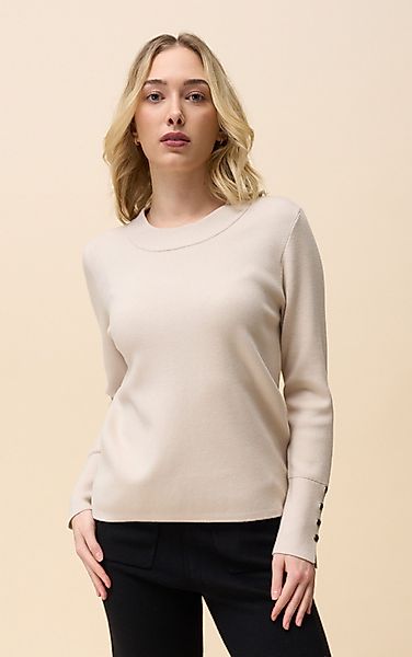 Passioni Strickpullover in Beige mit Knopfdetail günstig online kaufen