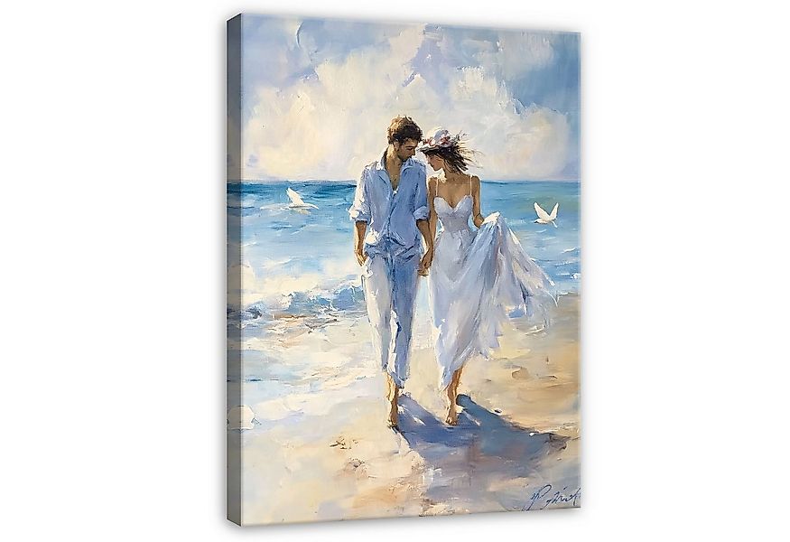 Wallarena Leinwandbild Frau Mann Strand Ozean Blau Modern Wandbilder Wand D günstig online kaufen