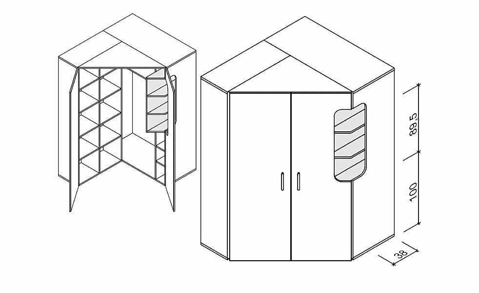 Eckschrank  Maddox ¦ weiß ¦ Maße (cm): B: 150 H: 210 T: 128.0 Schränke > Kl günstig online kaufen