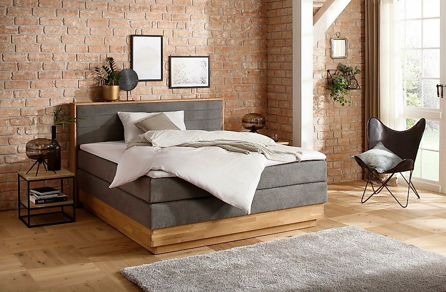 Home affaire Boxspringbett Cavan, Eiche, inkl. Bettkasten & Topper, verschi günstig online kaufen