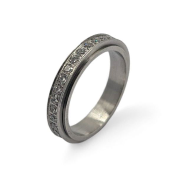 Eyecatcher Fingerring Anti-Stress-Ring mit drehbarer Kette günstig online kaufen