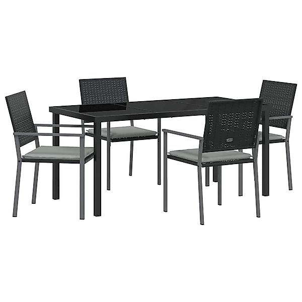 vidaXL Garten Essgruppe 5-Tlg Schwarz Poly Rattan 3379075 günstig online kaufen