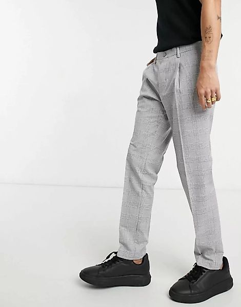 Burton Menswear – Schmale Bundfalten-Hose mit Prince-of-Wales-Karomuster in günstig online kaufen
