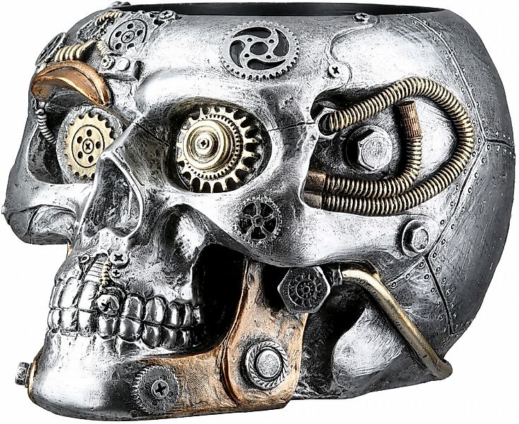 GILDE Übertopf "Übertopf Totenschädel Steampunk Skull planter silberfarben günstig online kaufen