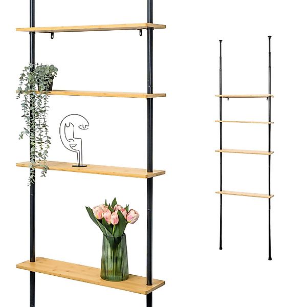 bremermann Teleskopregal Teleskop-Wandregal mit 4 Ablageböden, mit Bambus günstig online kaufen