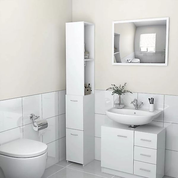Badezimmerschrank Weiß 25x25x170 Cm Spanplatte günstig online kaufen