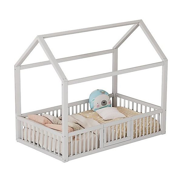 OKWISH Kinderbett Massivholzbett, Flachbett, Hausbett mit Türchen (90*200cm günstig online kaufen