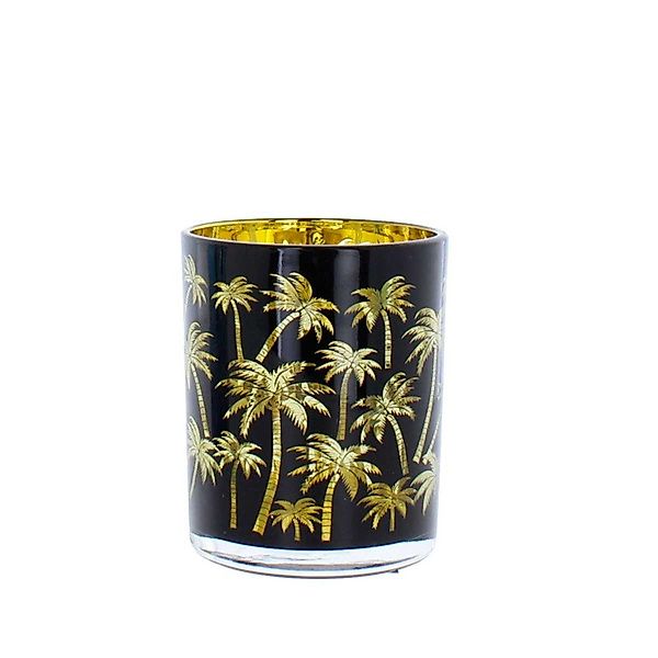 MICA LED-Leuchte Teelichtglas Palmen - schwarz/gold günstig online kaufen