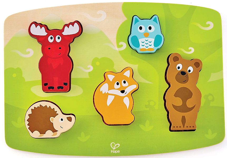 Hape Steckpuzzle Waldtiere Fühlpuzzle, 5 Puzzleteile günstig online kaufen