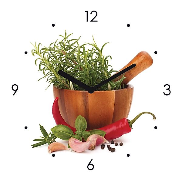 Levandeo® Wanduhr (Wanduhr Glas 20x20cm Kräuter günstig online kaufen