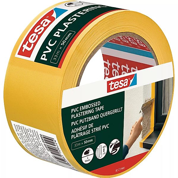 Tesa PVC Putzband 33 m : 50 mm Gelb günstig online kaufen