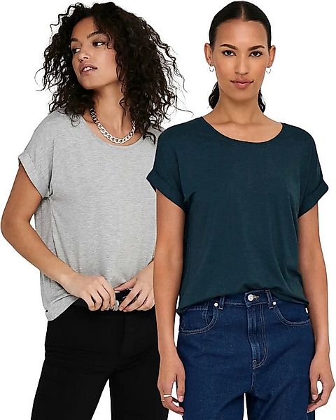 ONLY T-Shirt Stilvolles Basic Shirt mit Rundhalsausschnitt (2er-Pack) unifa günstig online kaufen