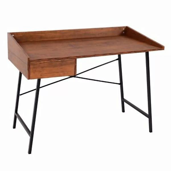 HWC Mendler Schreibtisch mit Schublade braun günstig online kaufen
