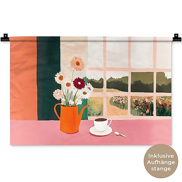 MuchoWow Wandteppich Blumen - Kaffee - günstig online kaufen