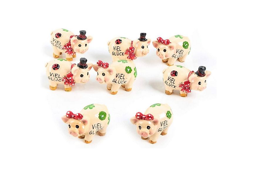 Logbuch-Verlag Dekofigur 8 kleine rosa Glücksschweine VIEL GLÜCK mit Glücks günstig online kaufen