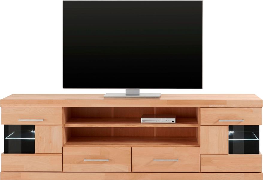 Home affaire Lowboard "Ribe,180cm breit, Fronten Massivholz,6 Fächer,Kabeld günstig online kaufen