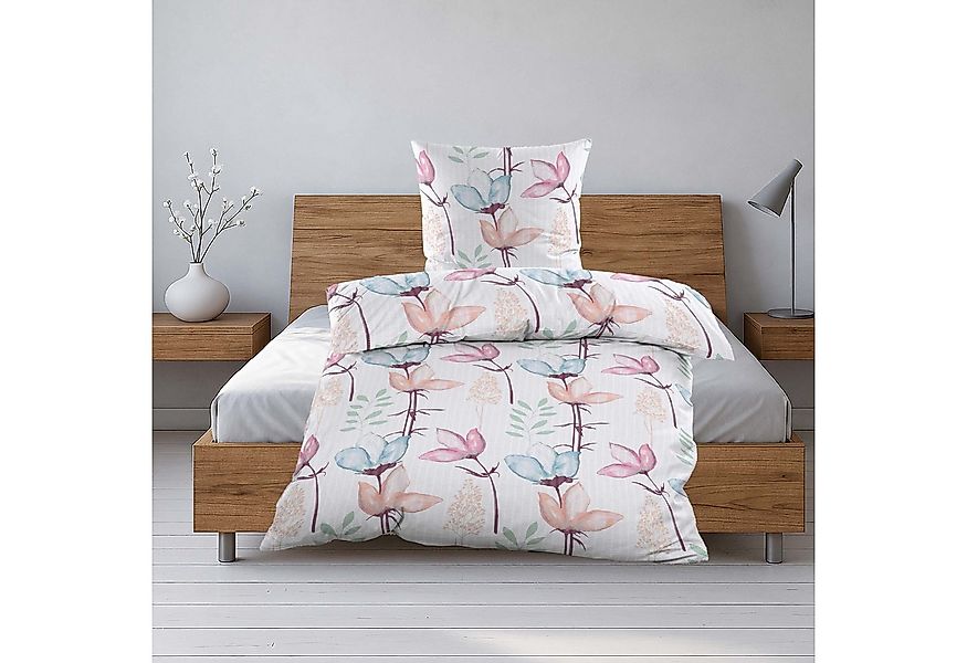 Casa Colori Bettwäsche Seersucker Bettwäsche-Set, 100% Polyester, Weiß mit günstig online kaufen