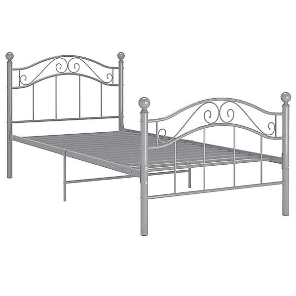 vidaXL Bettgestell, Bett Grau Metall 100x200 cm günstig online kaufen