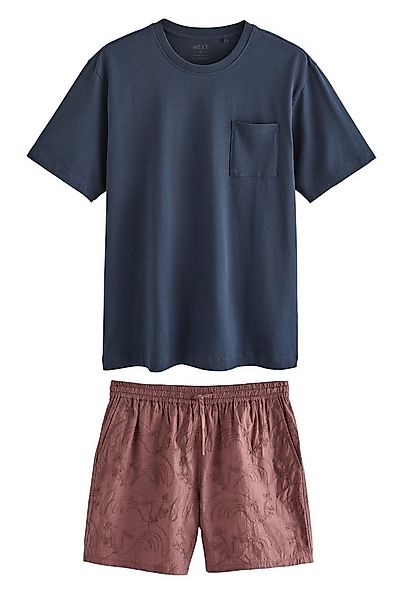 Next Pyjama Kurzer, bestickter Schlafanzug, Baumwollgewebe (2 tlg) günstig online kaufen