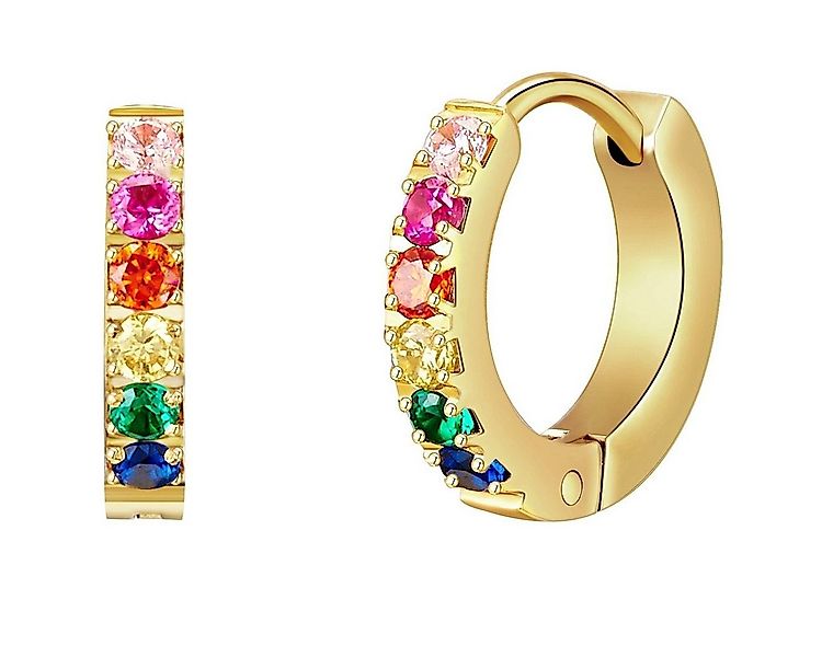 Eastside Paar Creolen Ohrschmuck aus Edelstahl, in gelbgold, mit bunten Zir günstig online kaufen