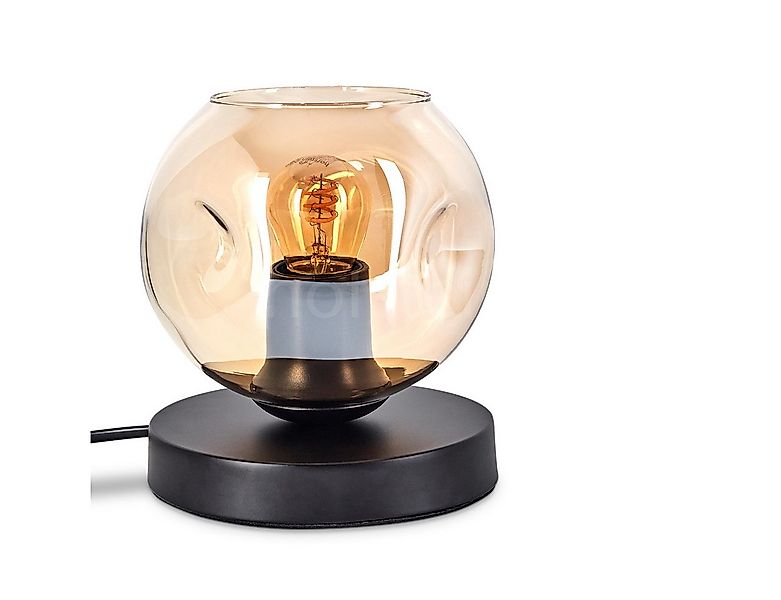 hofstein Tischleuchte Tischlampe aus Metall/Glas in Schwarz/Bernstein, ohne günstig online kaufen