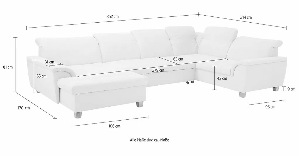 Home affaire Wohnlandschaft "Lyla U-Form", wahlweise mit Rückenfunktion und günstig online kaufen