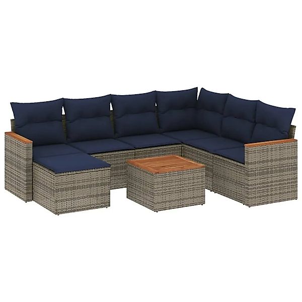 vidaXL 8-Tlg Gartensofa-Set mit Kissen Grau Polyrattan 3226215 günstig online kaufen