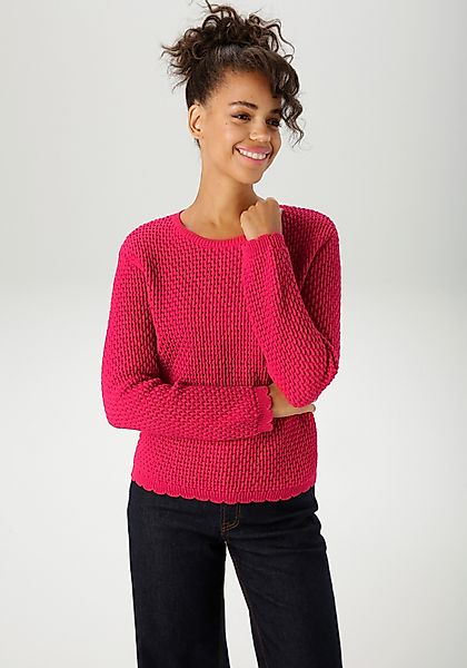 Aniston CASUAL Strickpullover mit gewellten Bündchen günstig online kaufen