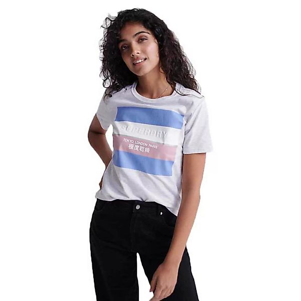 Superdry Stripe Block Entry Kurzarm T-shirt XS Ice Marl günstig online kaufen