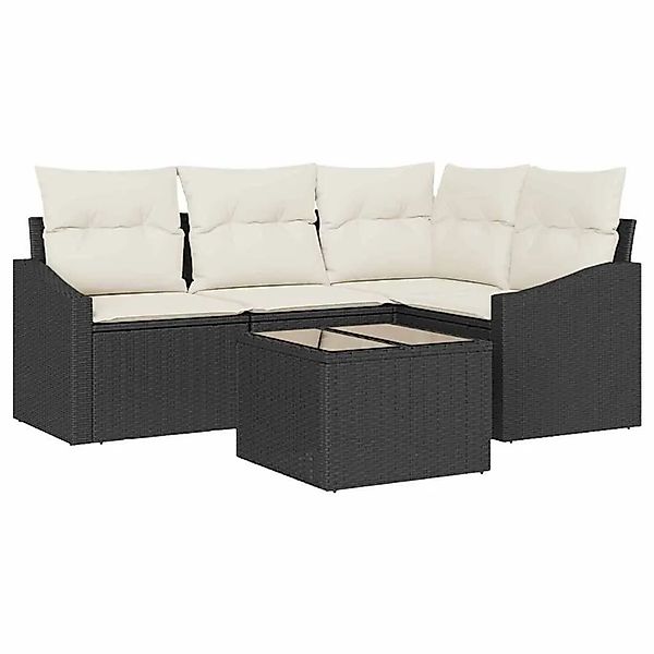 vidaXL Gartensofa-set mit Kissen 5-Tlg Braun und Creme Poly-Rattan 3355376 günstig online kaufen