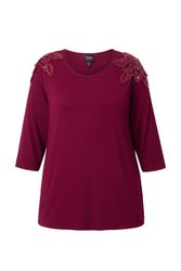Ulla Popken Longsleeve Shirt Pailletten-Blüten A-Linie günstig online kaufen