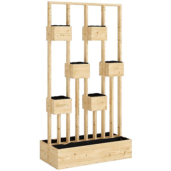 Outsunny Hochbeet mit Rankgitter Körbe, Holz Pflanzkasten Pflanzkübel Blume günstig online kaufen