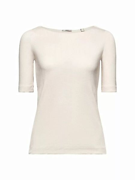 Esprit T-Shirt Pointelle-T-Shirt in gerippter Optik (1-tlg) günstig online kaufen