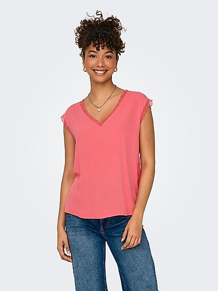 ONLY V-Shirt "ONLJASMINA S/S V-NECK LACE TOP NOOS PTM" günstig online kaufen
