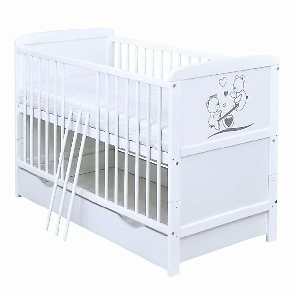 Baby-Delux Babybett Luna Teddy Wippe, Kinderbett Gitterbett 140x70 weiß mit günstig online kaufen