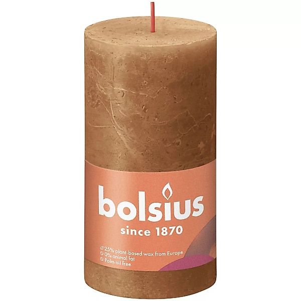 Bolsius Rustik-Kerze Shine 130/68 mm Gewürzbraun günstig online kaufen
