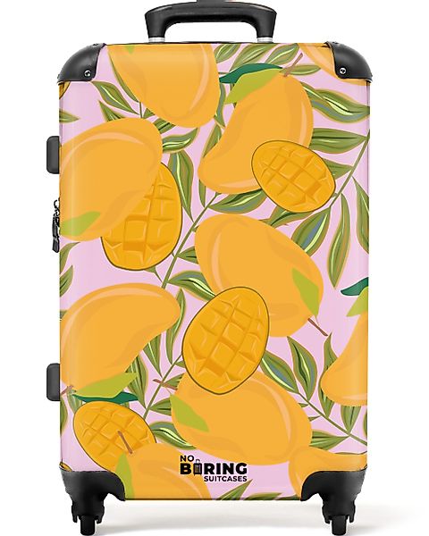 NoBoringSuitcases.com© Hartschalen-Trolley Rosa mit orangefarbenen Mangos günstig online kaufen