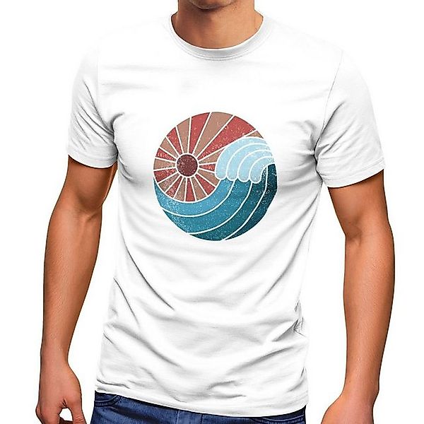 Neverless Print-Shirt Neverless® Herren T-Shirt Welle Wave Sonne Sommer Ret günstig online kaufen